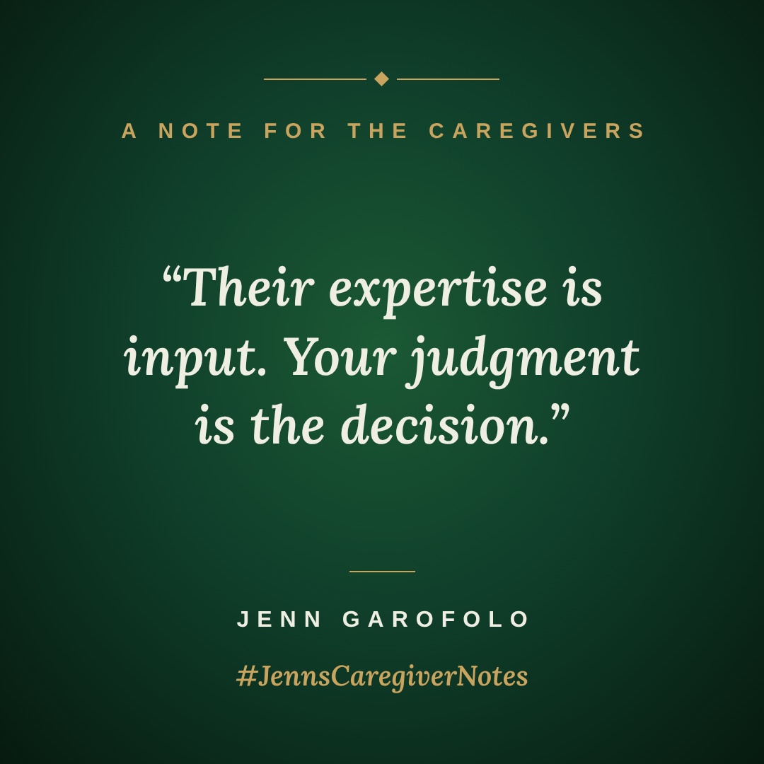 Quote card: Their expertise is input. Your judgment is the decision.